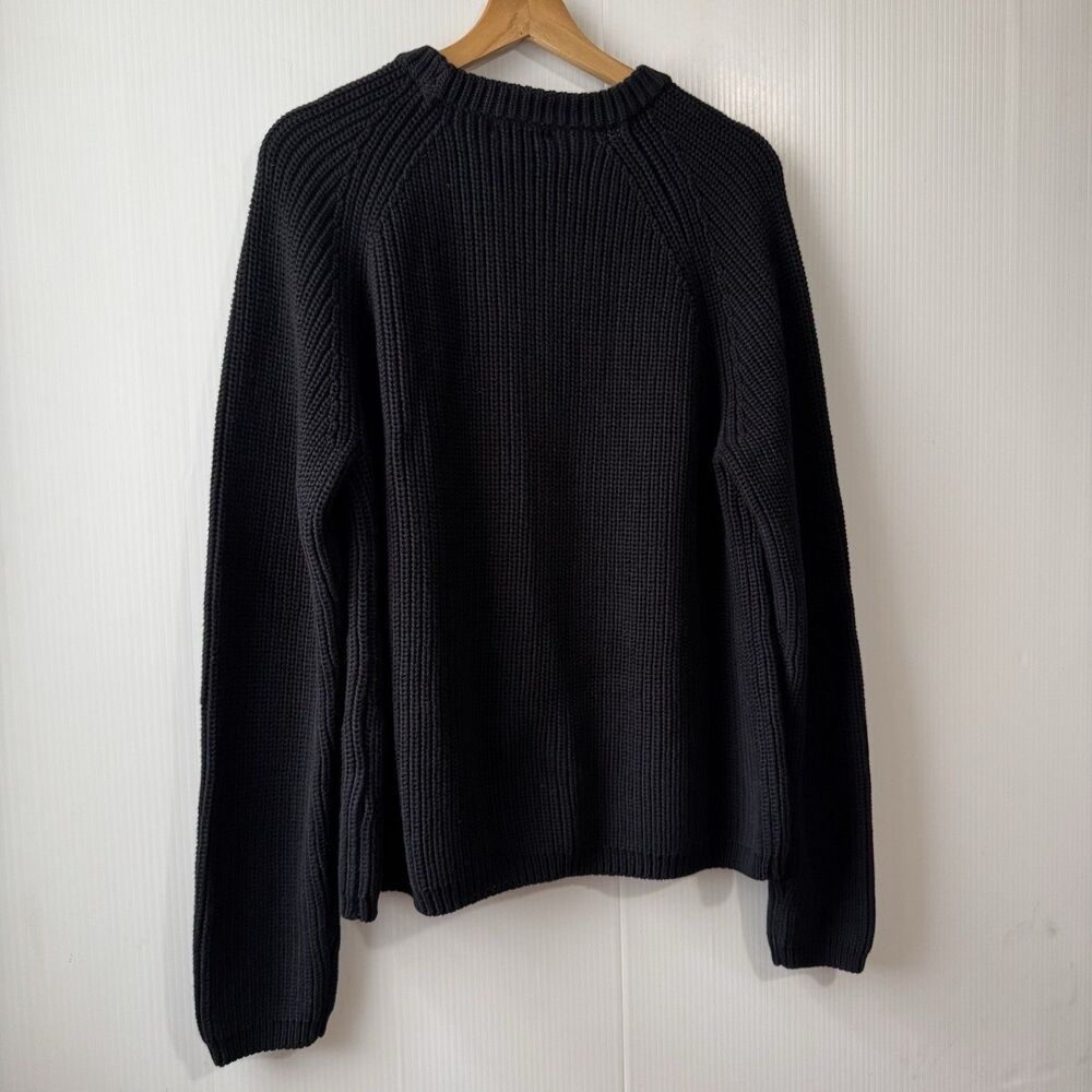NEW Quince Sz L 100% Organic Cotton Fisherman Crew Neck Black Sweater Women’s - Picture 13 of 16
